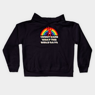 I Don't Care What the Bible Says Rainbow Devil Kids Hoodie